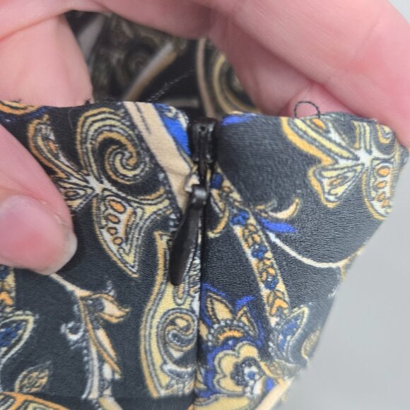 H&M Black Gold Paisley Palazzo Side Zipper Wide Leg Pants Size 0 - Picture 6 of 11